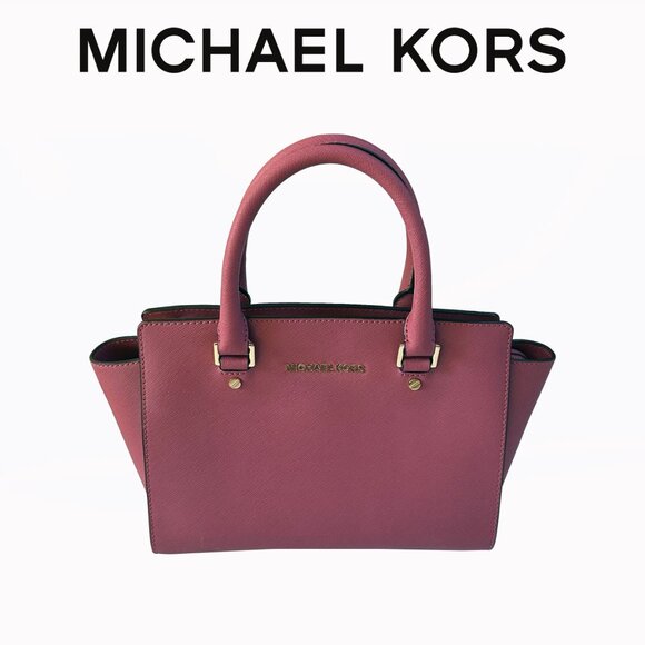 Michael Kors Selma Leather Tulip Pink Rose Leather Satchel Shoulder Tote HandBag - Picture 11 of 11